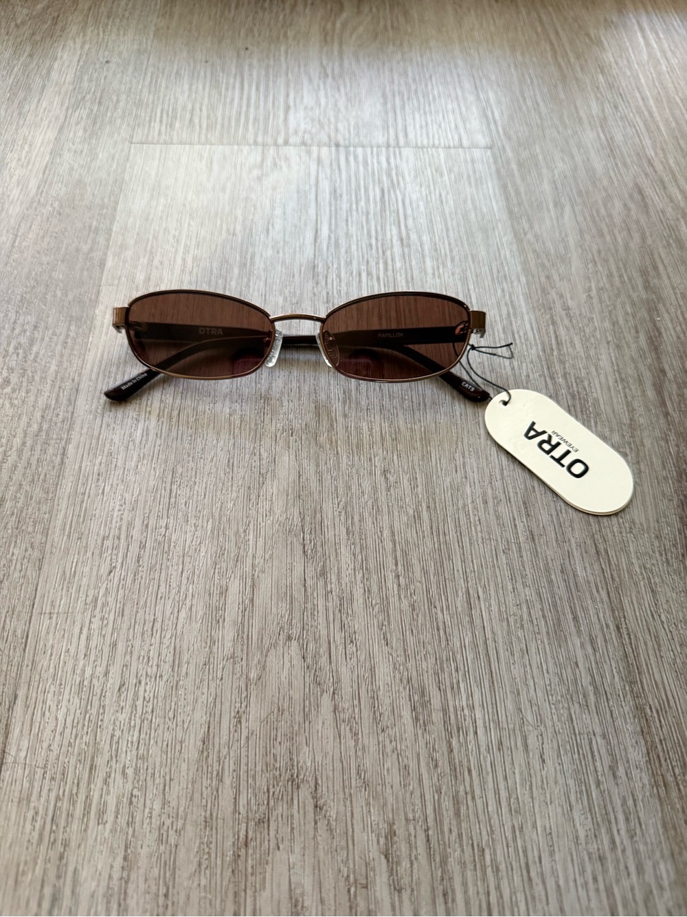 otra papillon brown small round metal frame 90's retro sunglasses eyewear NEW